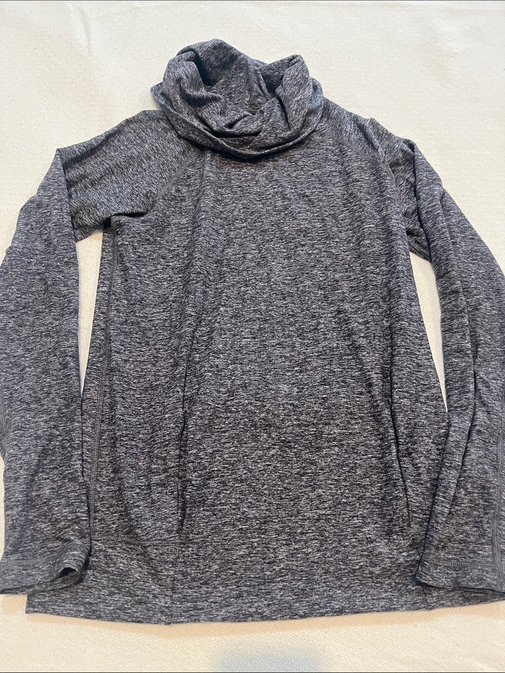 lululemon athletica Heathered Charcoal Gray Long-Sleeve Cowl Neck Top